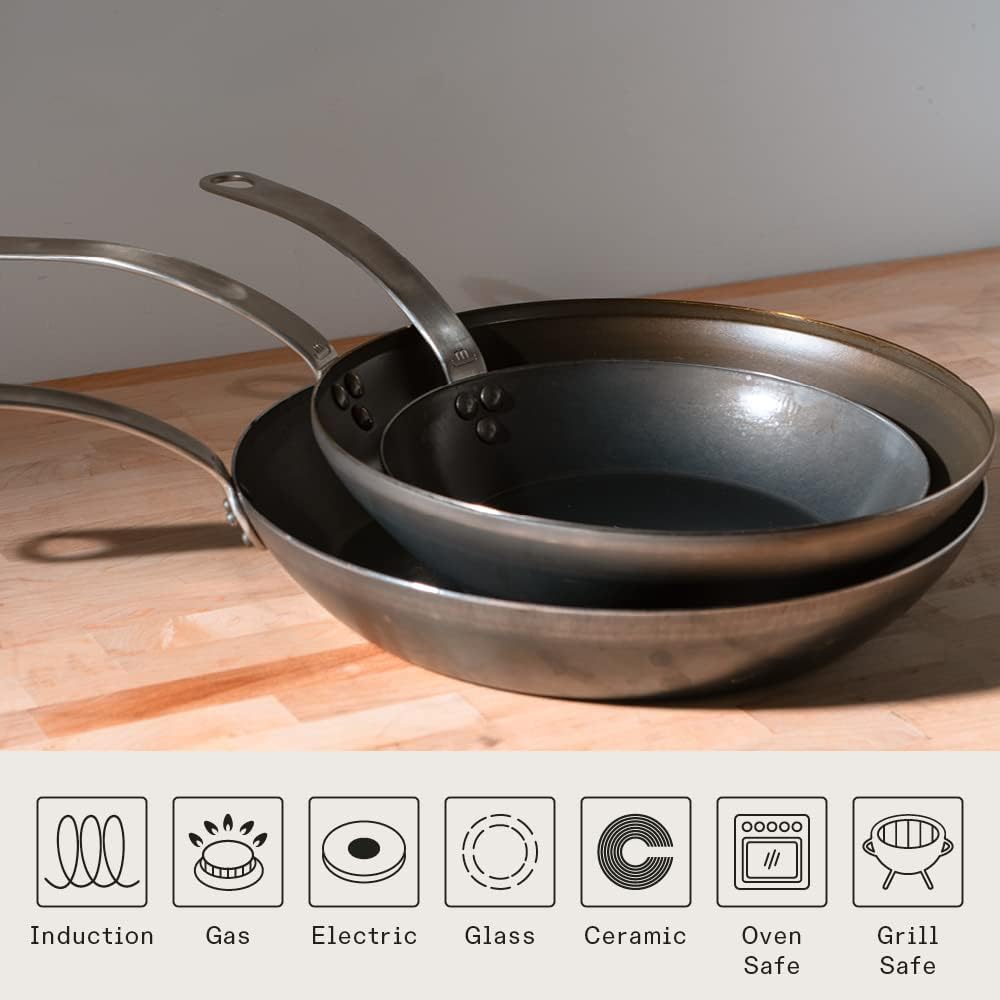 Blue Carbon Steel Frying Pan Set 3-Piece V10903