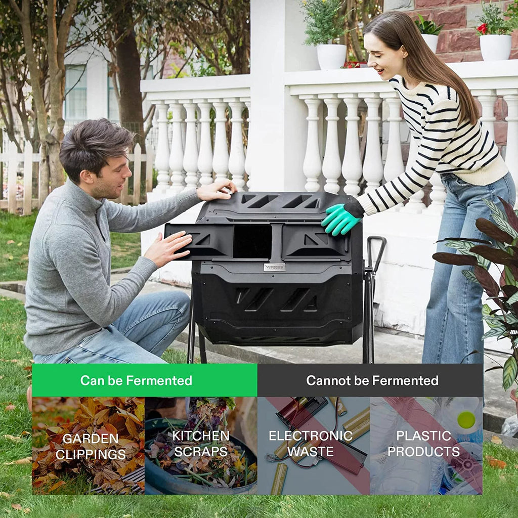 Dual Rotating Compost Bin 43 Gallon Black J725