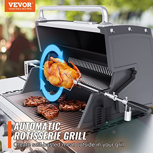 Universal Grill Rotisserie Kit, Electric BBQ Motor, Stainless Steel, 32"/39" Spit Rod H178