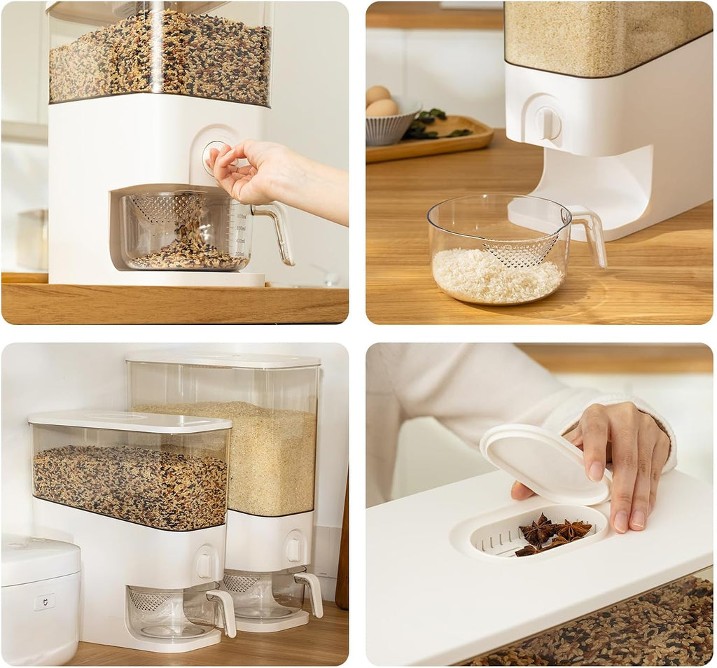 Rice Dispenser 10L Grain Storage Container with Measuring Cup X2157
