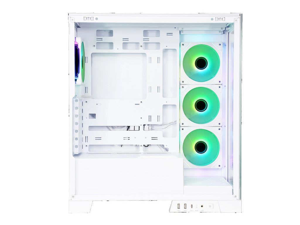 White Dual USB3.0 and Type C Tempered Glass ATX Mid Tower Gaming Computer Case with 4 x 120mm ARGB Fans J9160