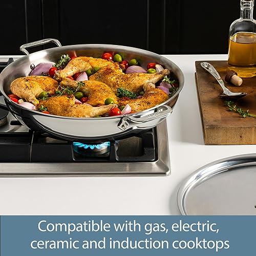 Stainless Steel Large Frying Pan 7 Quart, Induction Safe S8224