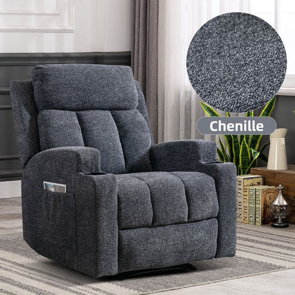 Manual Massage Recliner Chair with Heat and Cup Holders Q90042