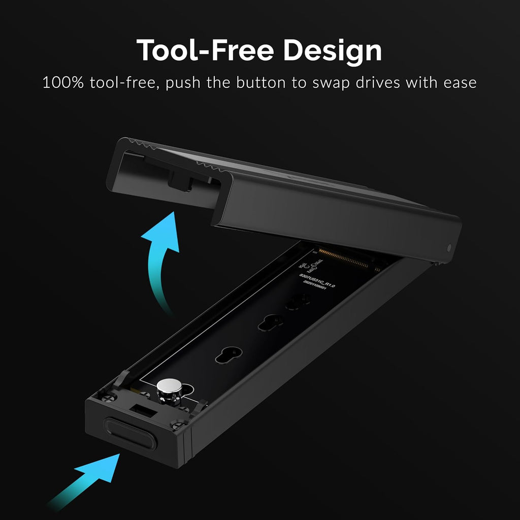 USB 3.2 10Gbps Type C Tool Free Enclosure for M.2 PCIe NVMe and SATA SSDs L812