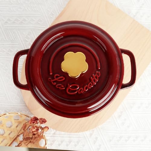 Enameled Cast Iron Dutch Oven with Star Knob, Red F181