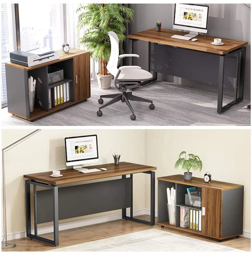 L-Shaped Computer Desk with File Cabinet V88684