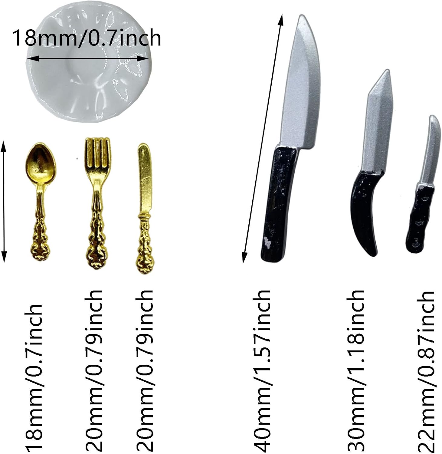 Miniature Kitchen Cookware Set with Pot, Dish, Knife and Fork for Play Food A2091