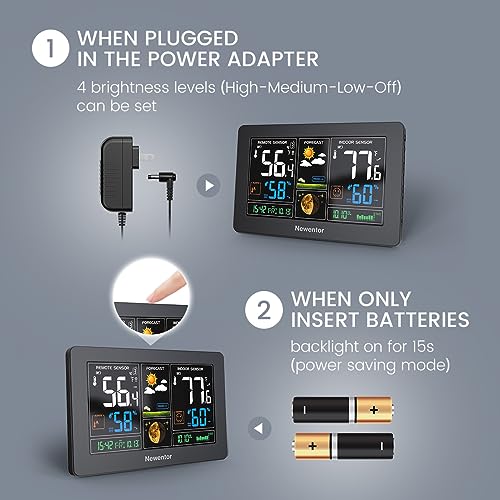 Wireless Indoor Outdoor Weather Station with 2 Remote Sensors, 7.5" Color Display, Atomic Clock, Black Z53659