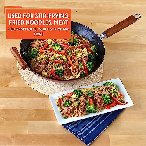 Cast Iron Wok with Wood Handles 14-Inch X1322