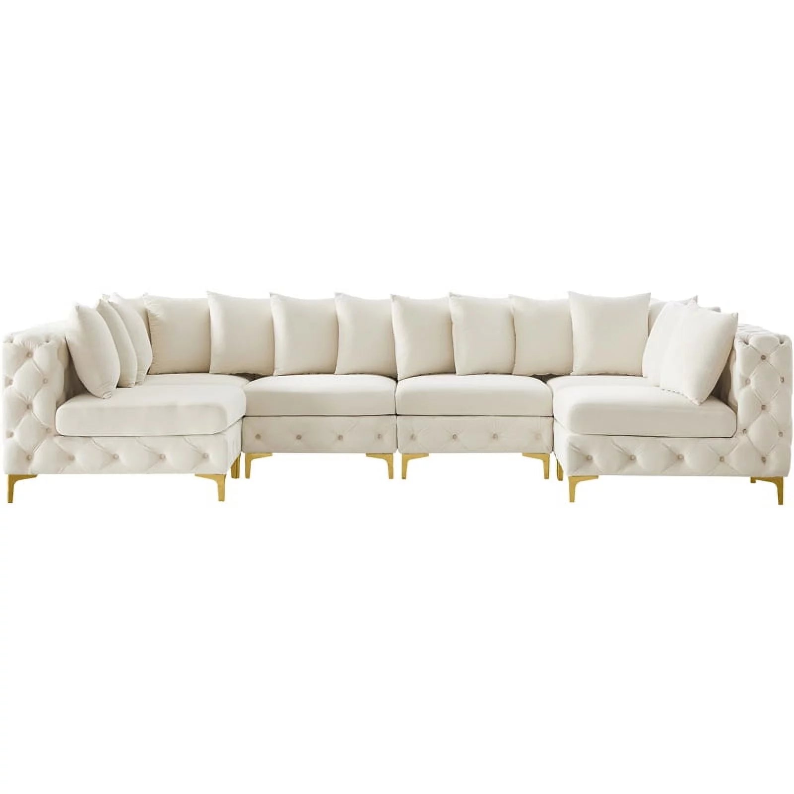 Modular Sectional Sofa Cream Velvet I124