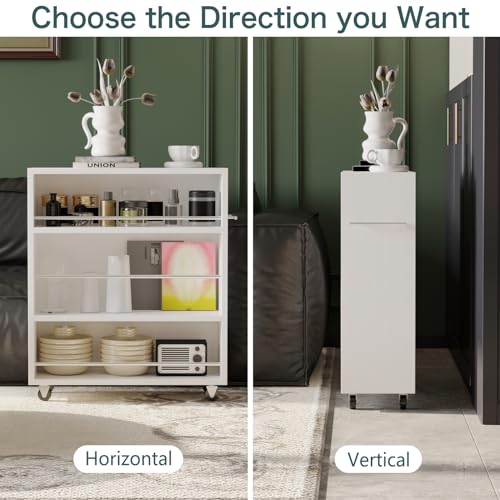 Slim 4-Tier Rolling Storage Cart with Handle for Narrow Spaces V960