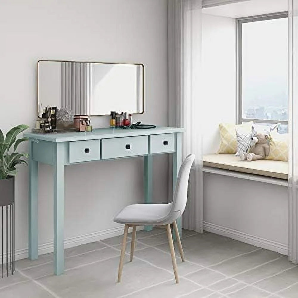 HJZBNONE Home Office Small Writing Desk with Drawers Bedroom  Study Table for Adults/Student  Vanity Makeup Dressing Table Save Space Gifts Green (Light Green)
