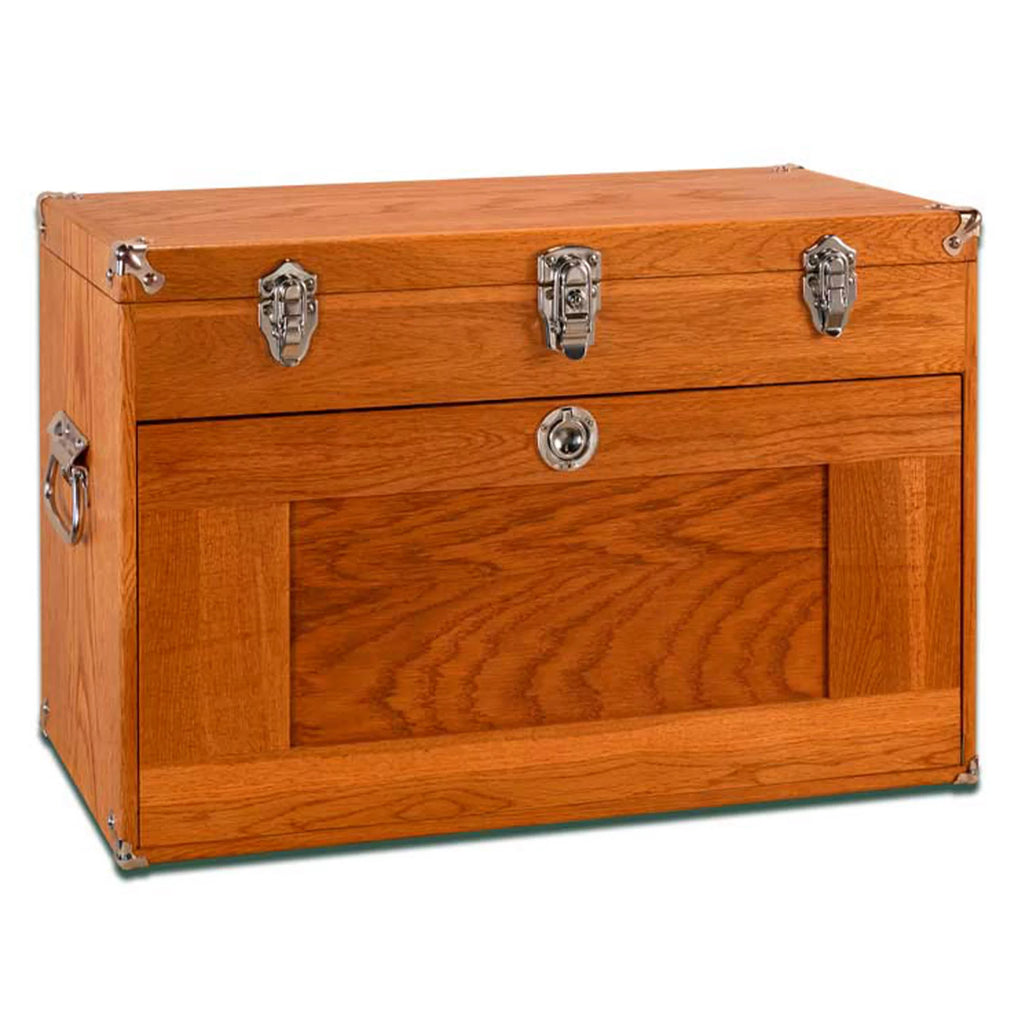 Hardwood 11-Drawer Top Chest with Front Lid, Red Oak E9459