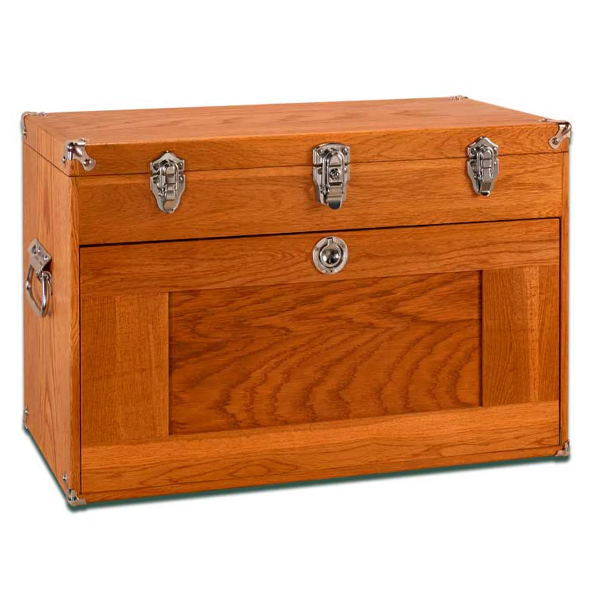 Hardwood 11-Drawer Top Chest with Front Lid, Red Oak E9459