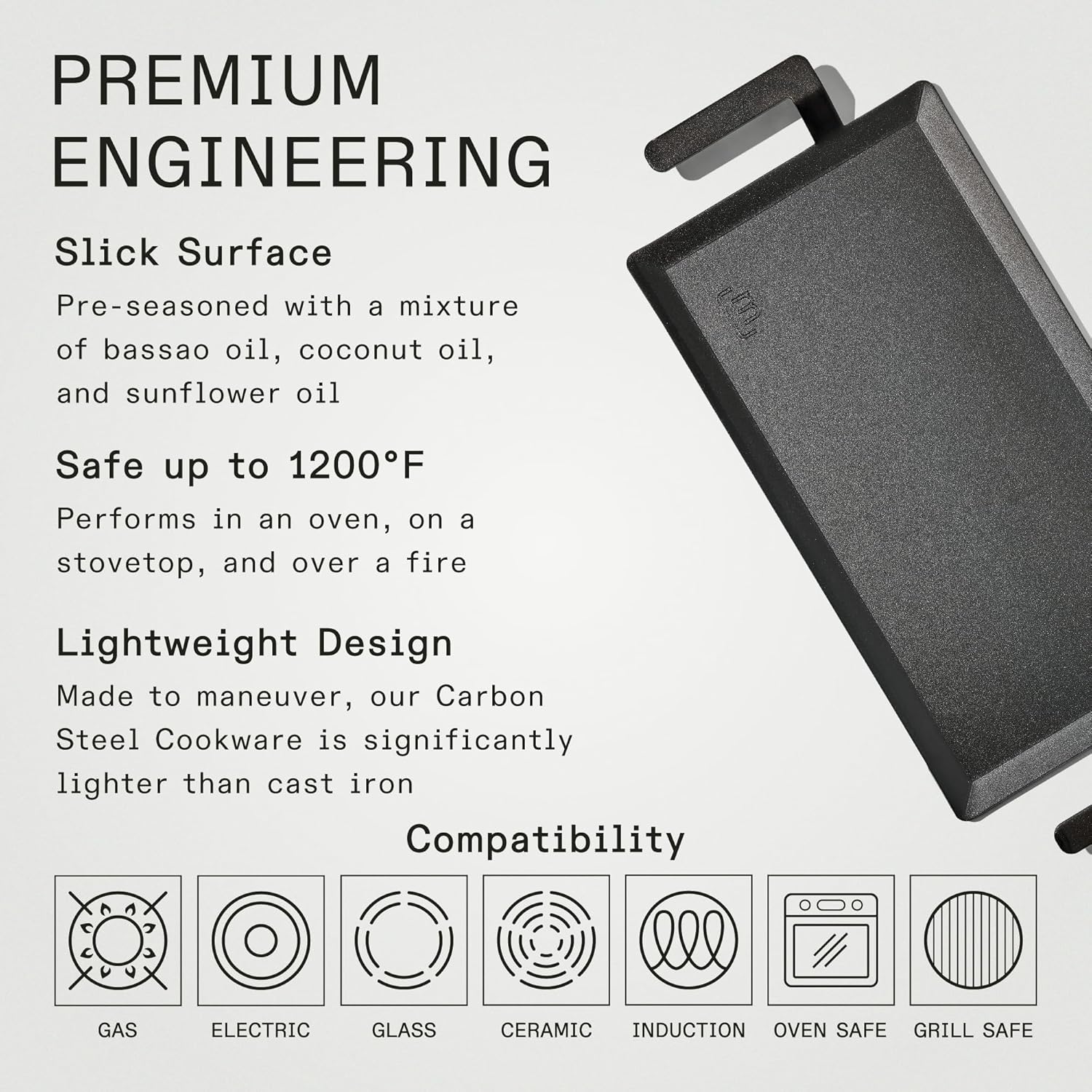 Carbon Steel Griddle for Induction Cooking Q5663
