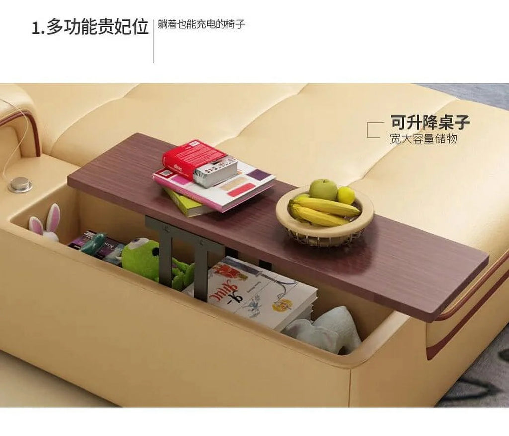 L-shaped leather sofa for living room H9018