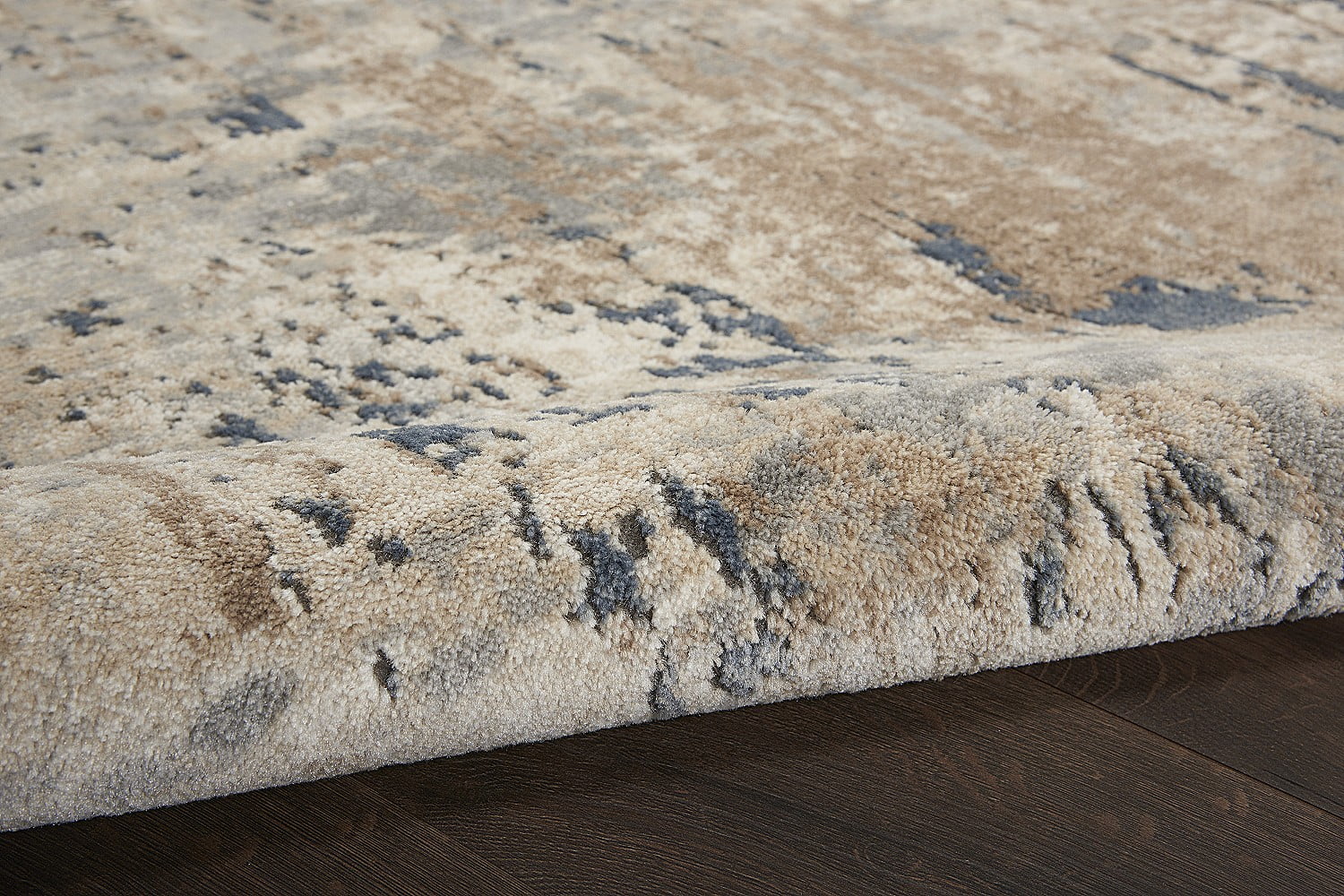 Abstract Distressed Beige/Grey Area Rug 10' x 14' O5213
