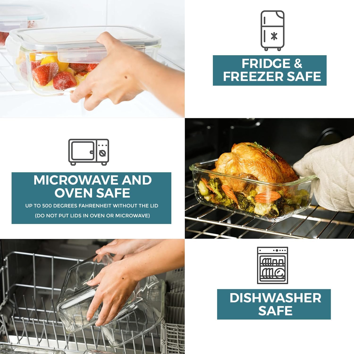 Airtight Glass Food Storage Containers with Lids B5271