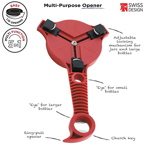 Multi-Purpose Jar and Bottle Opener for Ring-Pull Cans C235