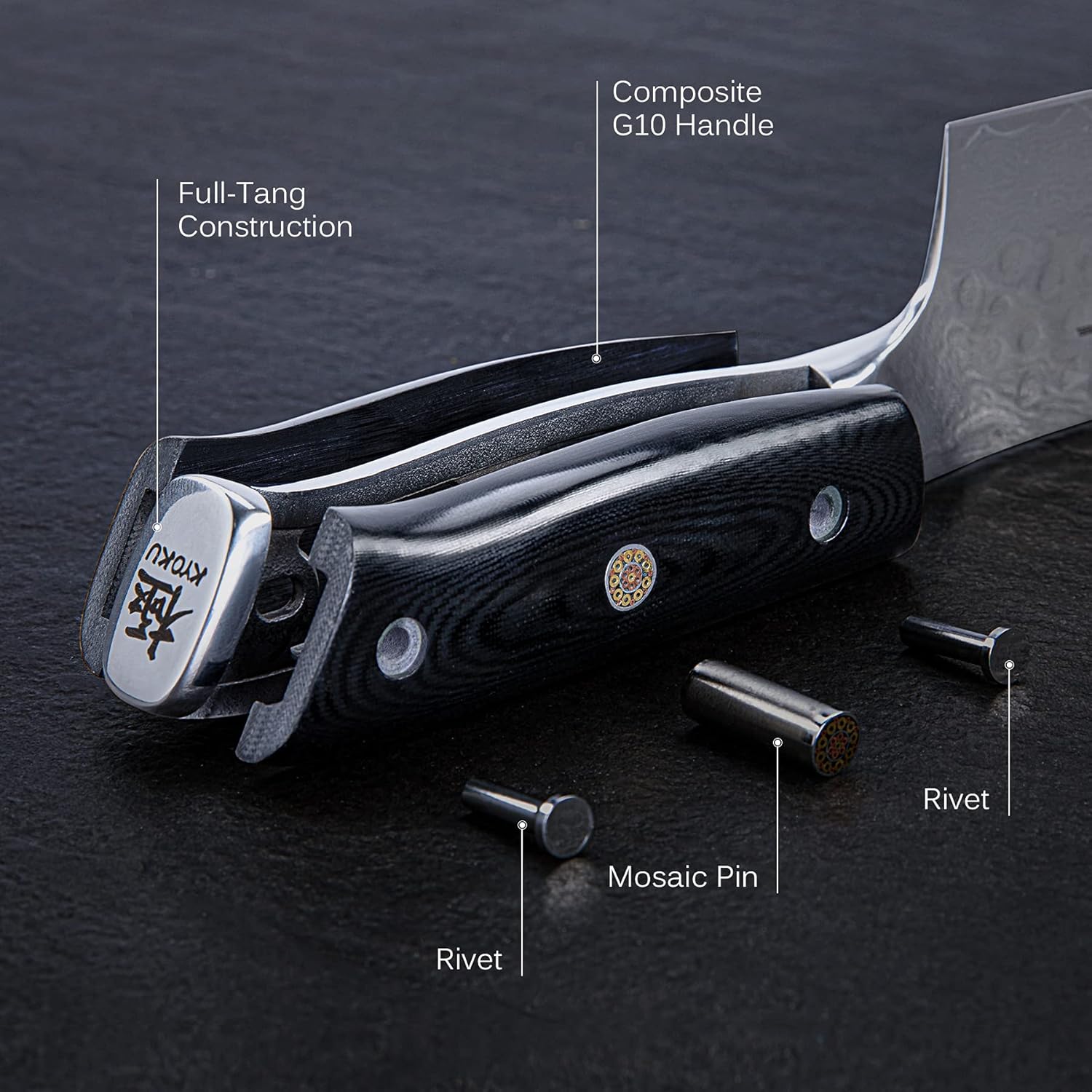 Vegetable Cleaver Knife 7 Inch, Japanese VG10 Steel Core Damascus Blade with Sheath V110606