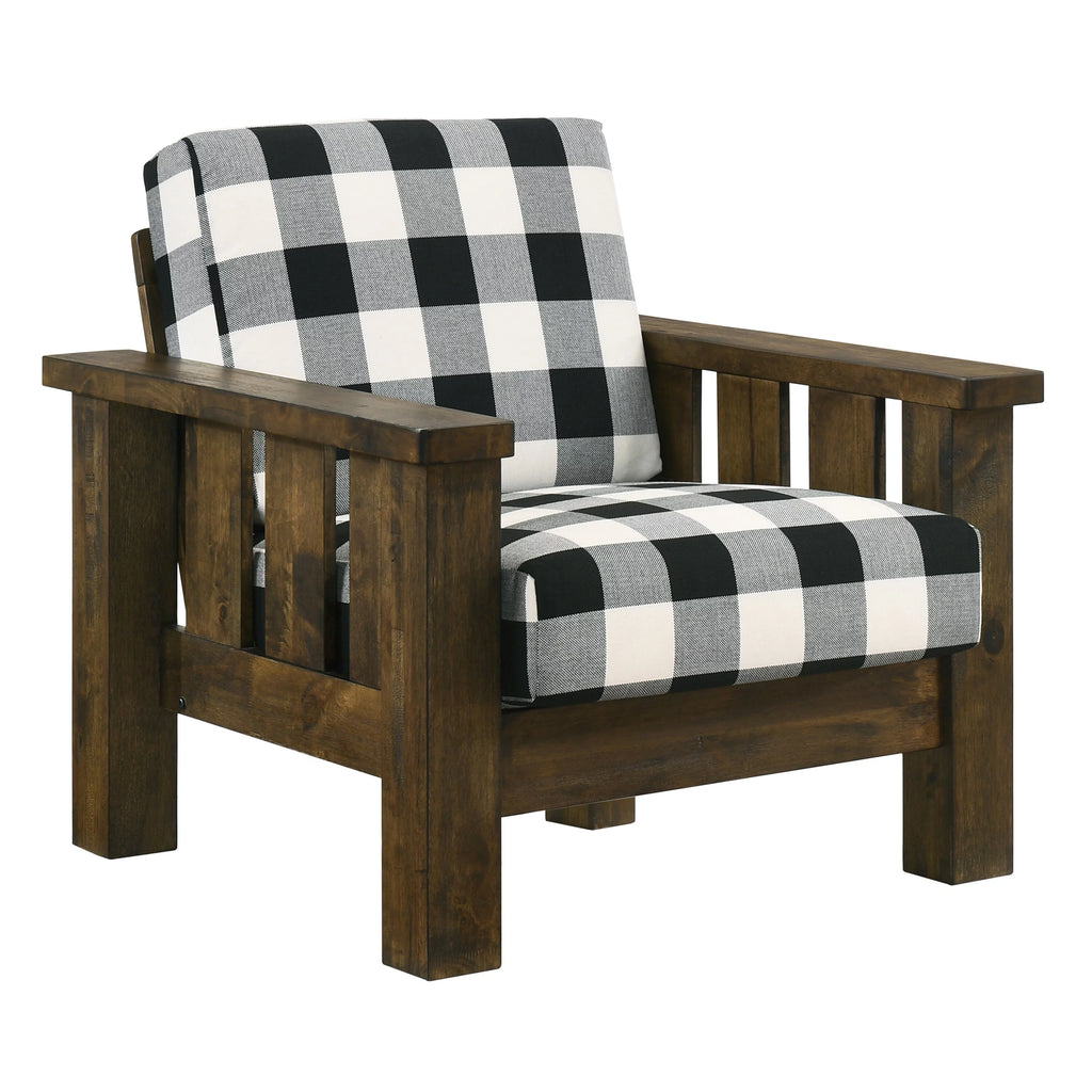 Rustic Oak Linen Fabric Padded Accent Chair U369522