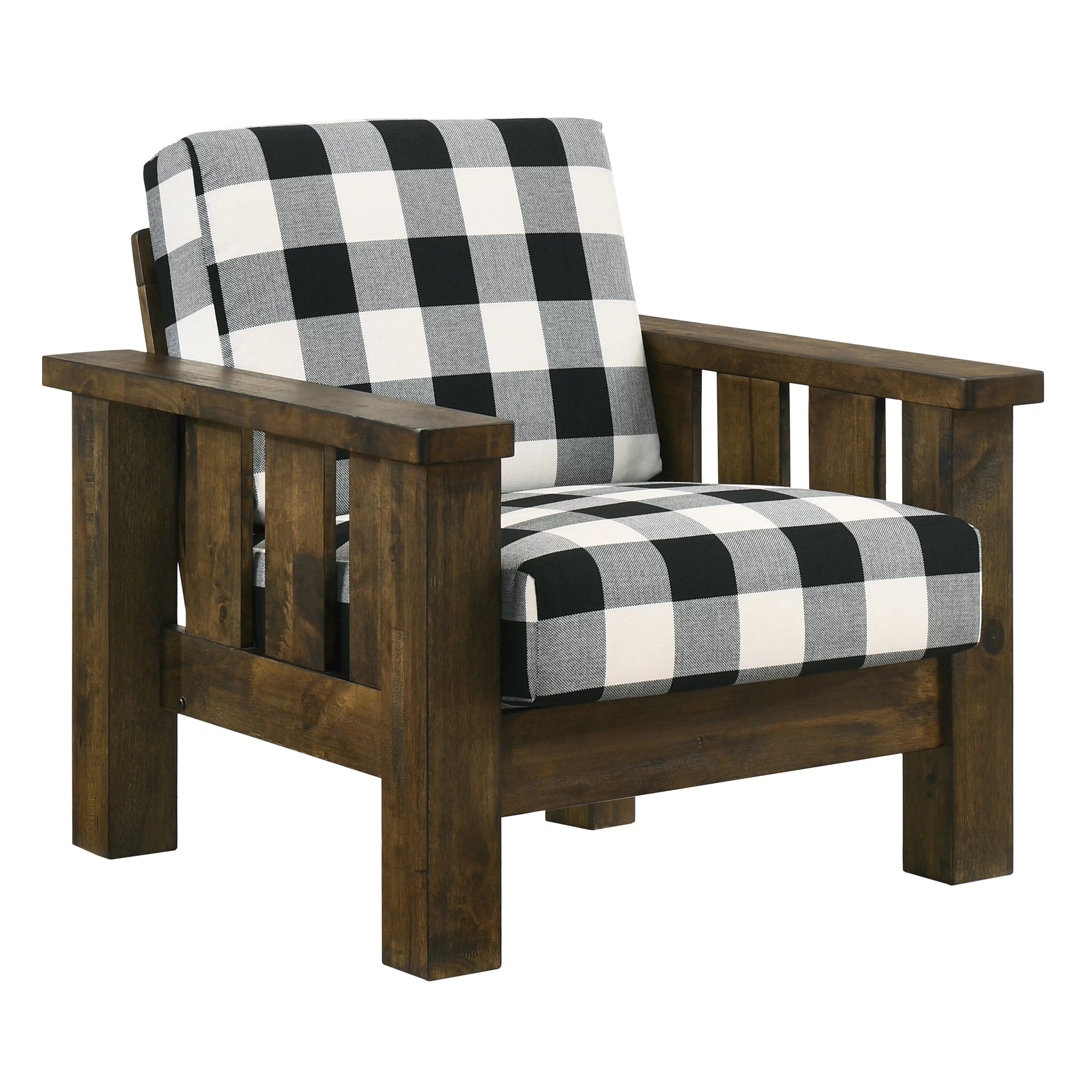 Rustic Oak Linen Fabric Padded Accent Chair U369522