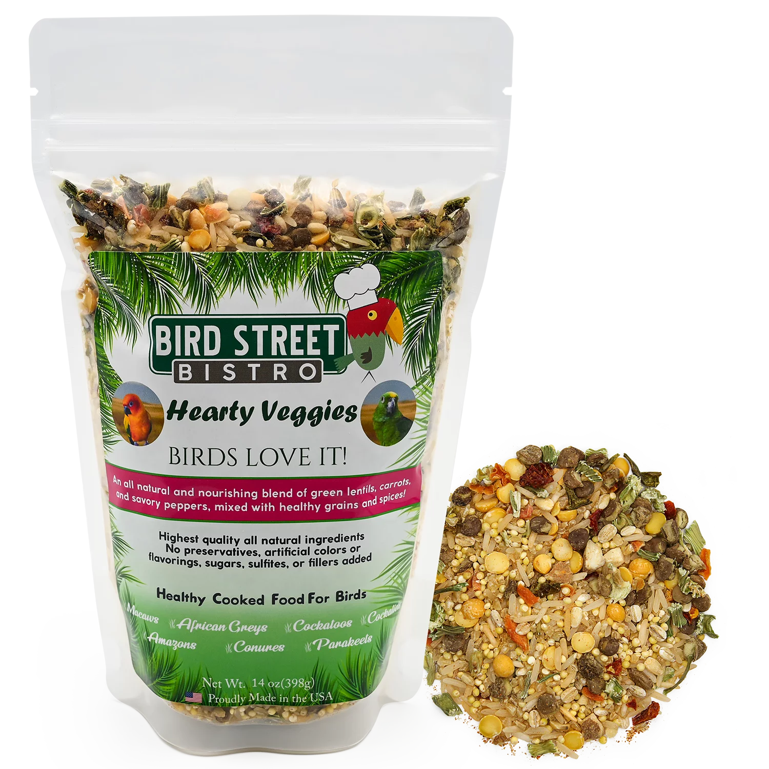 Hearty Veggies Parrot Food, Natural Grains I486498
