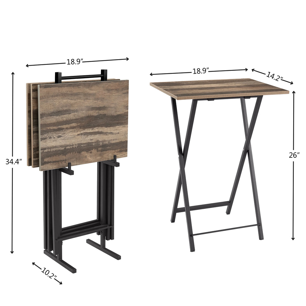 Folding TV Dinner Tables with Stand, Set of 4 for Small Spaces B1477