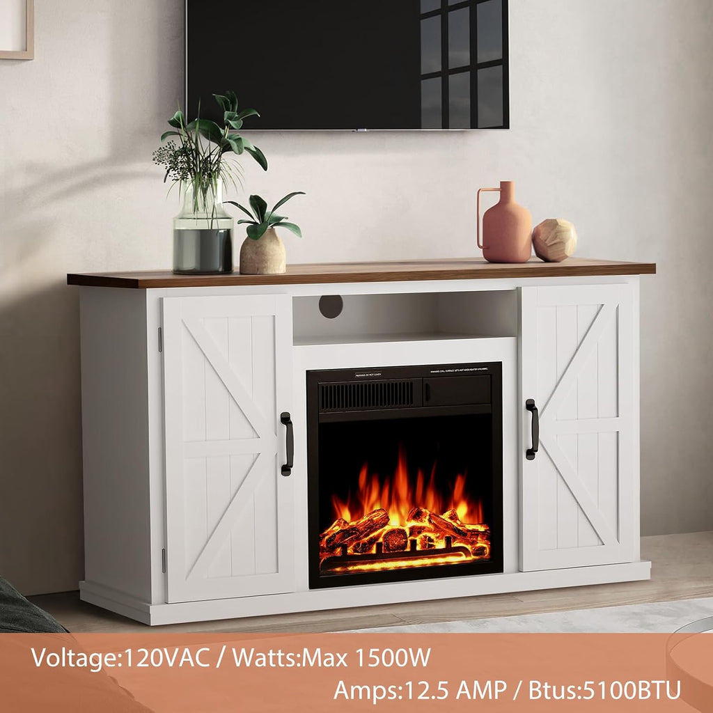 47" Fireplace Mantel Wood Surround TV Stand Freestanding Corner Heater with Adjustable LED Flame F6061