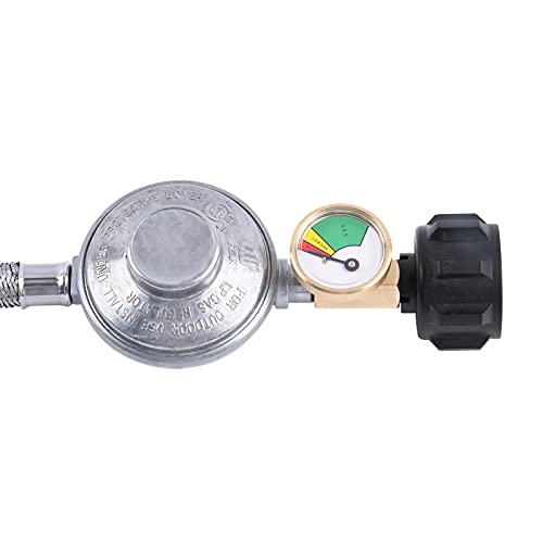 Propane Regulator and Hose with Gauge, Universal QCC1 Replacement for Gas Grill S329393