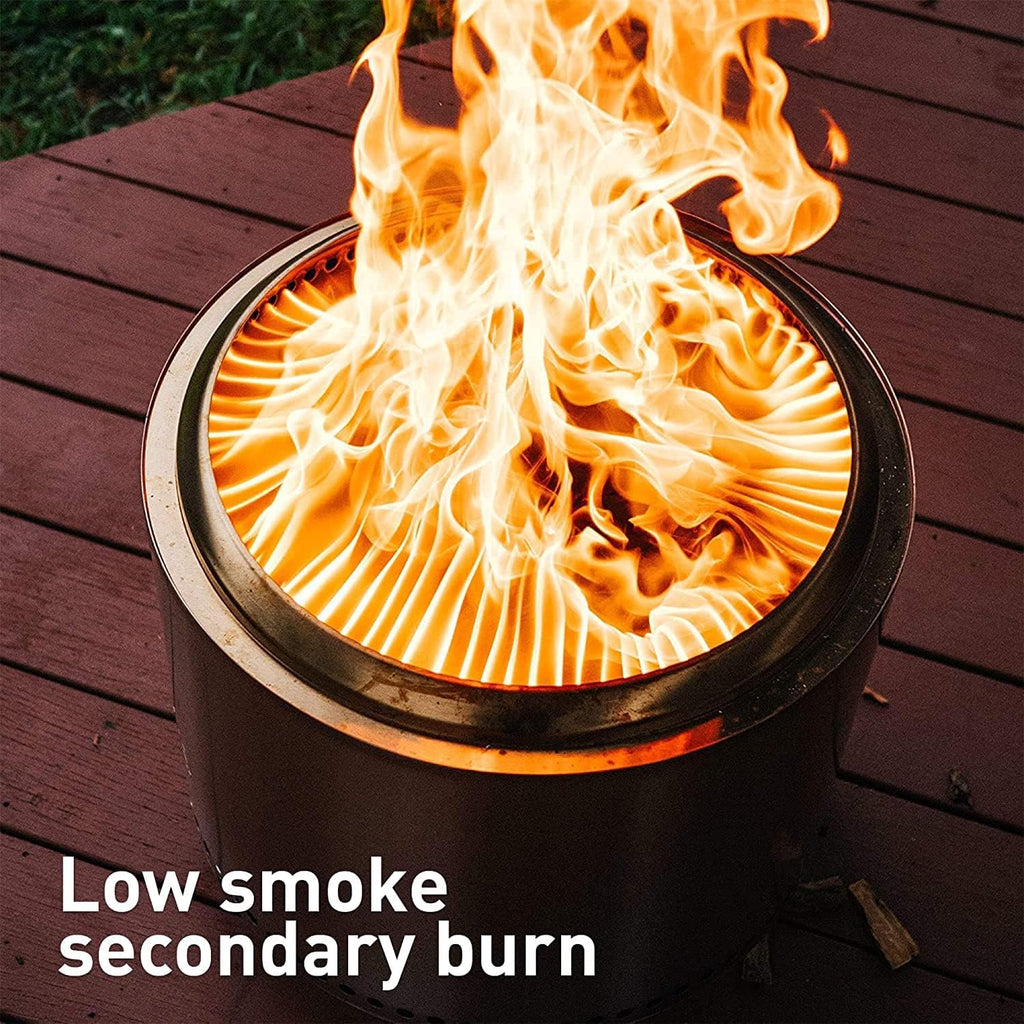 Smokeless Fire Pit, 15 Inch Portable Stainless Steel Outdoor Fireplace with Carry Case R961456