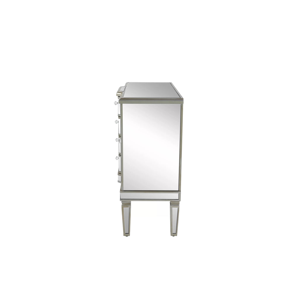 Silver Wood Mirrored Panel Buffet with 4 Drawers, 2 Shelves and 2 Doors D22531