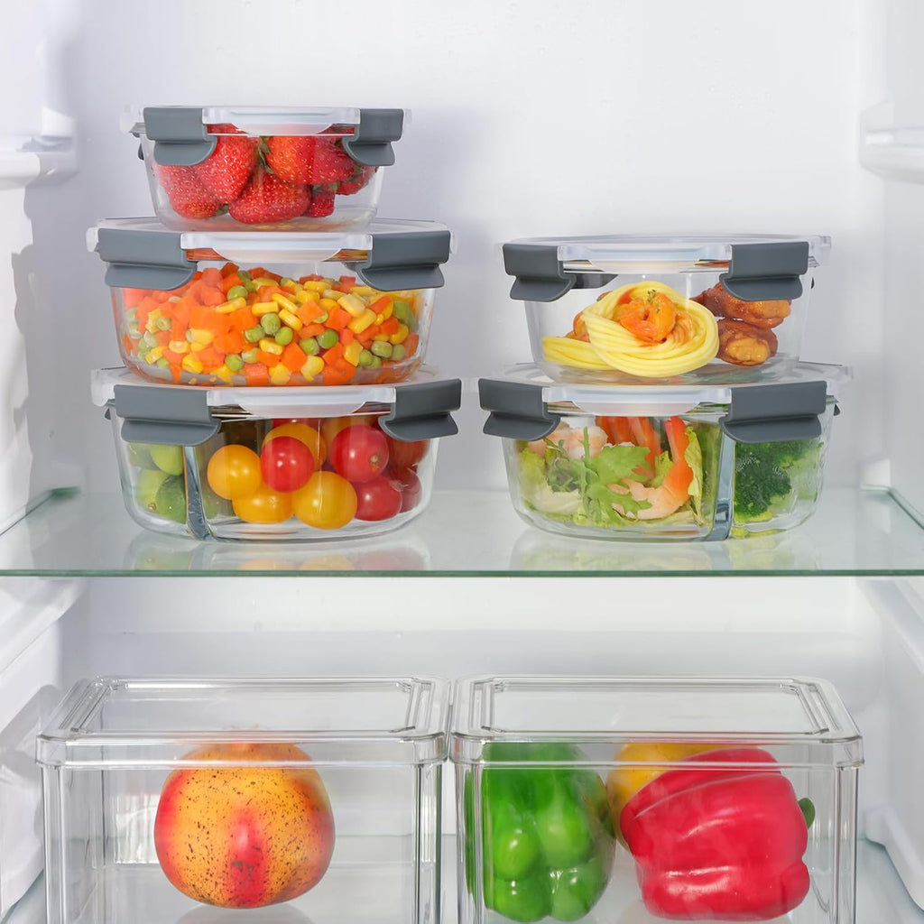 Glass Food Storage Container with Lid, 2 Compartment Meal Prep, Airtight G175185