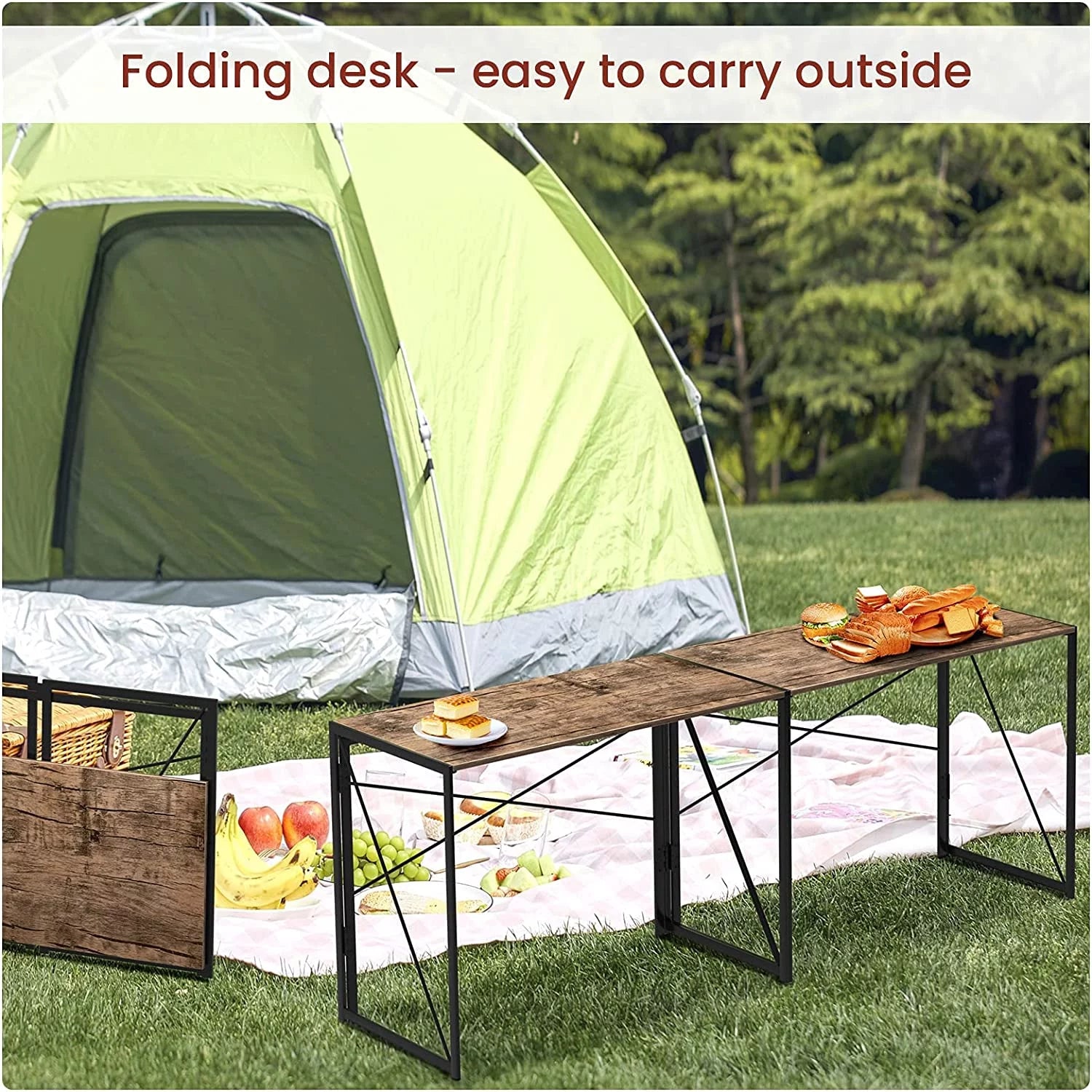 Folding Desk No Assembly Required 39.4 inch Writing Computer Desk Space Saving Foldable Table T174