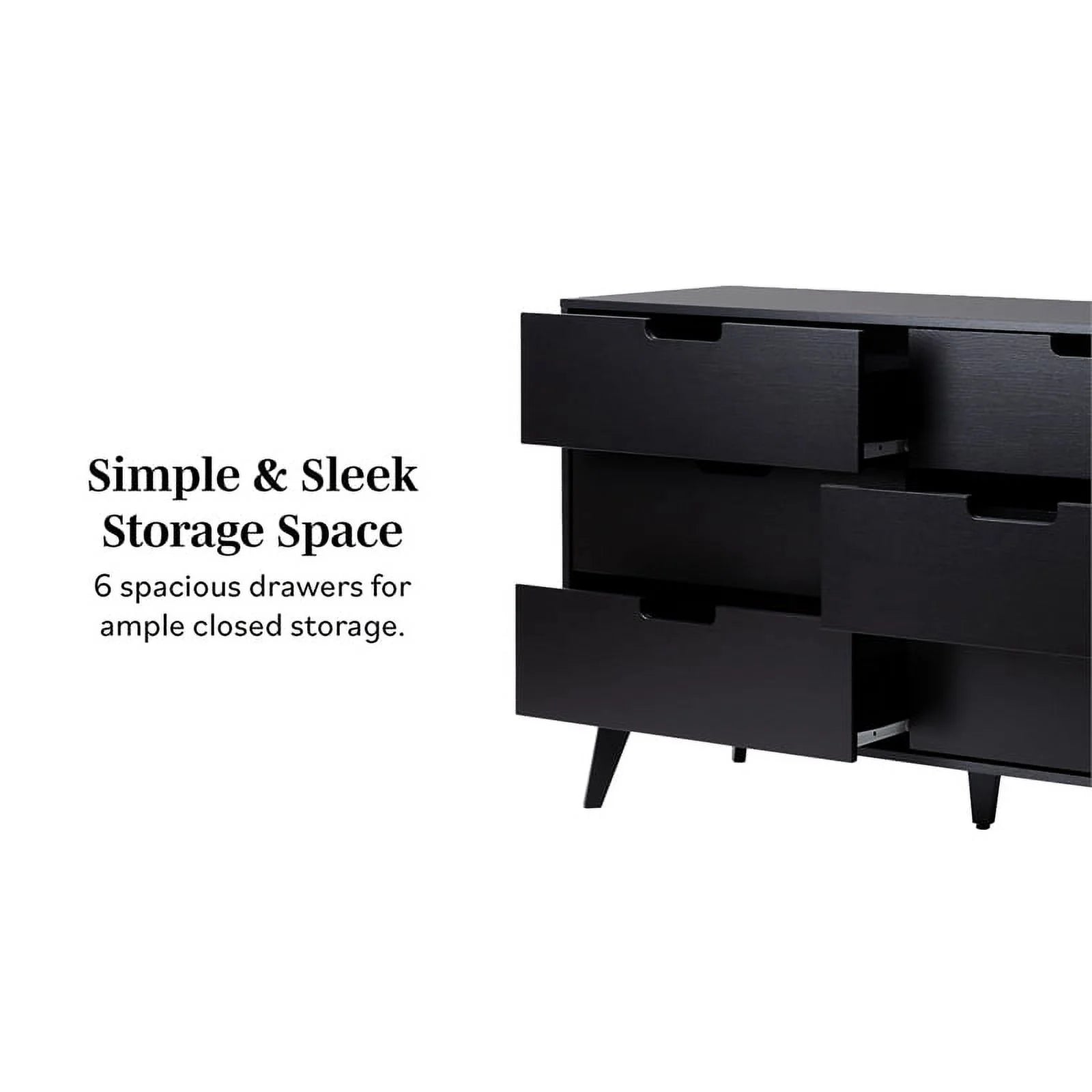 6 Drawer Wood Dresser with Cut Out Handles D6512