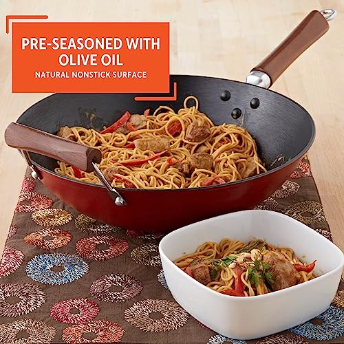Cast Iron Wok with Wood Handles 14-Inch X1322