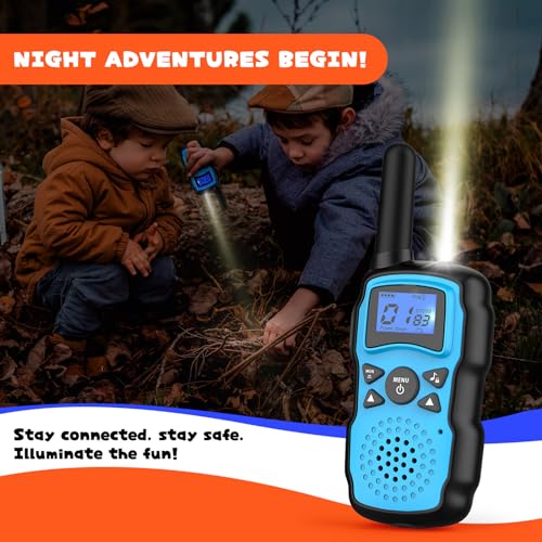 Rechargeable Kids Walkie Talkies with Flashlight, Camping Toys for Girls, 2 Pack Pink Purple V31700