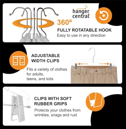 Clear Skirt Hangers with Adjustable Clips, 12 Pack, 14 Inch E18073