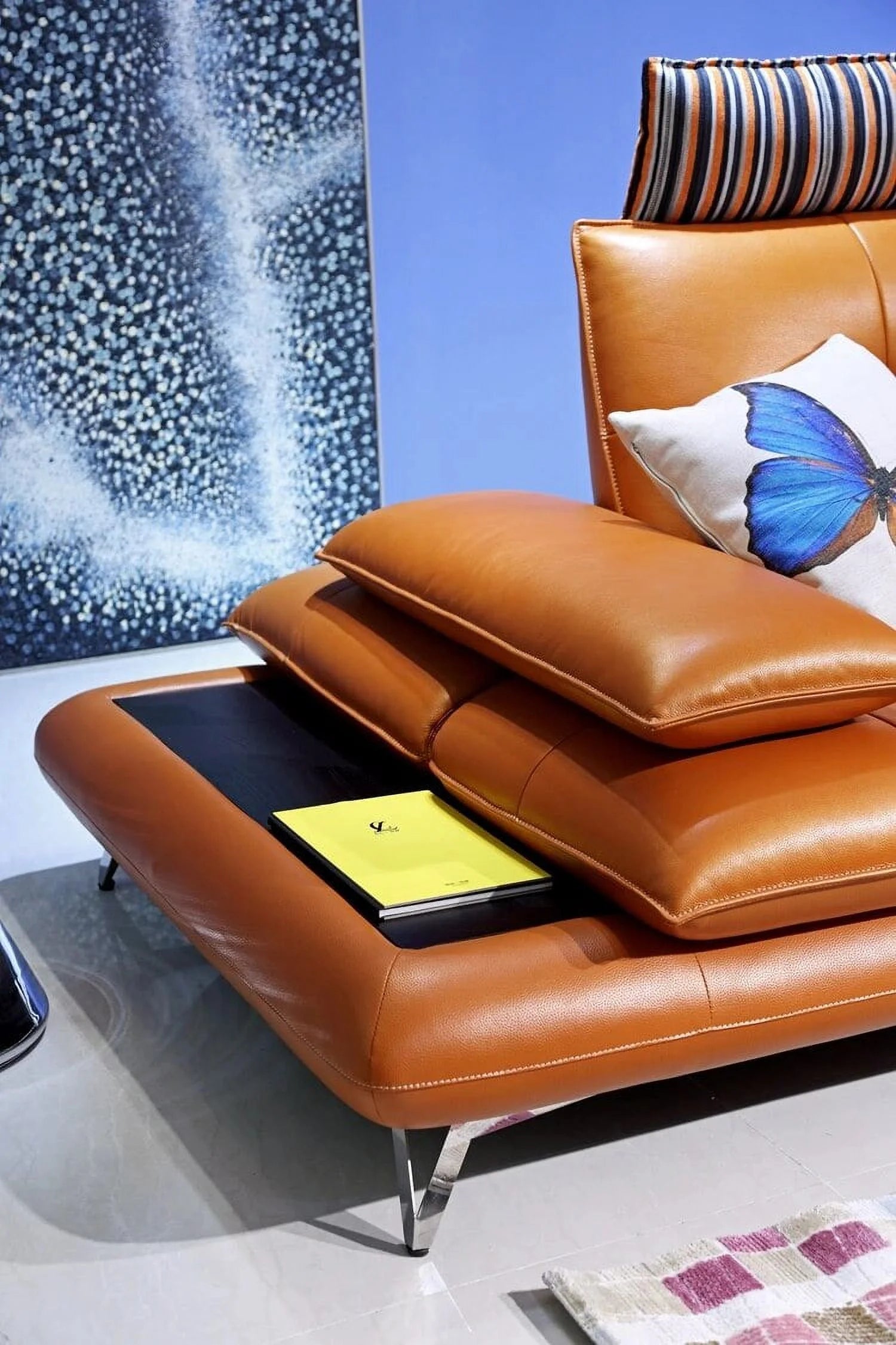 Genuine Leather Corner Sofa Set with Recliner B9711