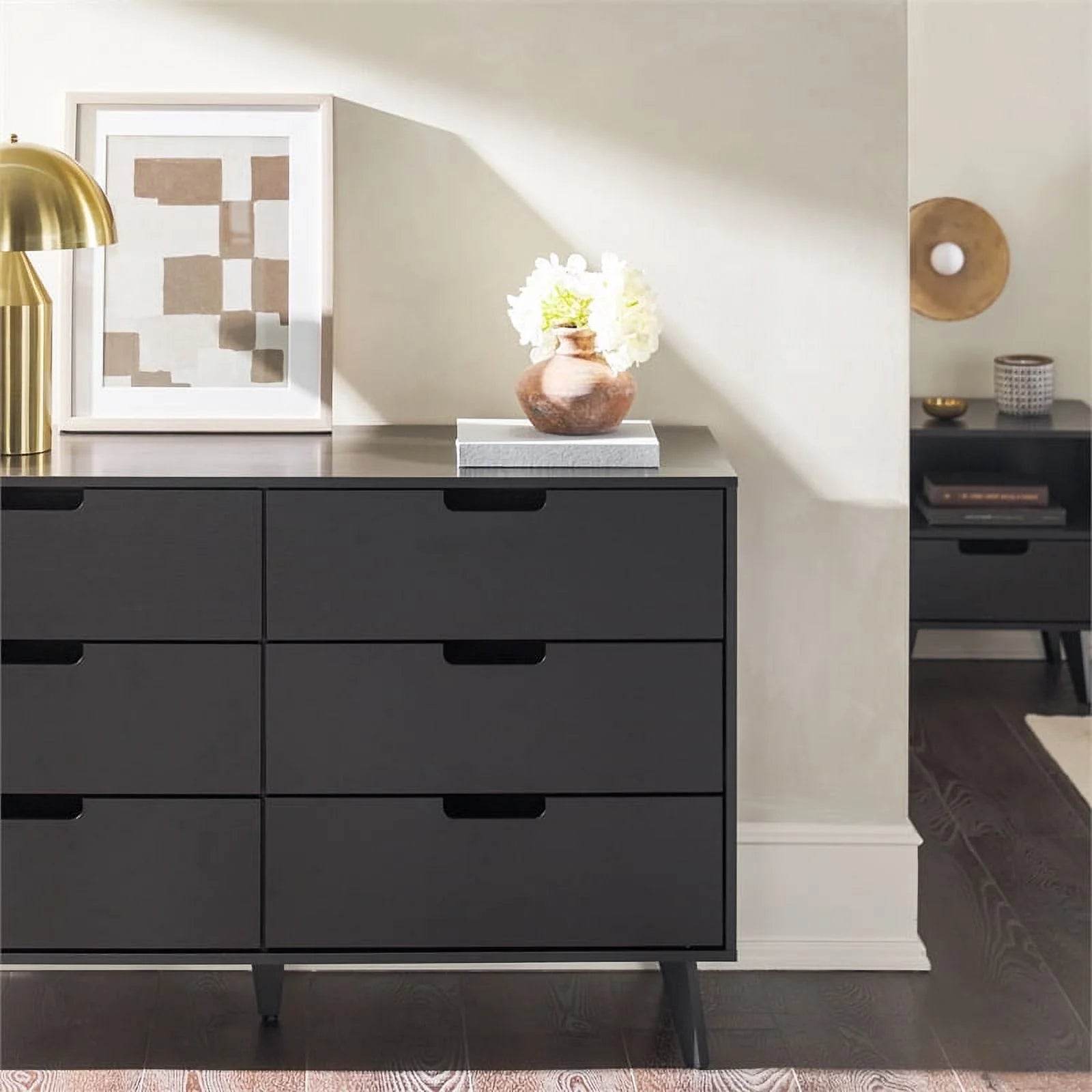6 Drawer Wood Dresser with Cut Out Handles D6512
