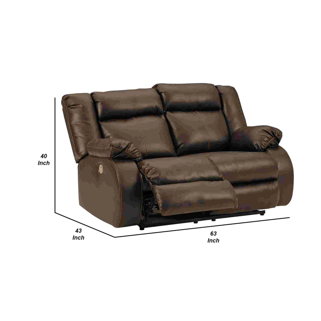 Power Recliner Loveseat with Faux Leather and USB Port, Brown B3275