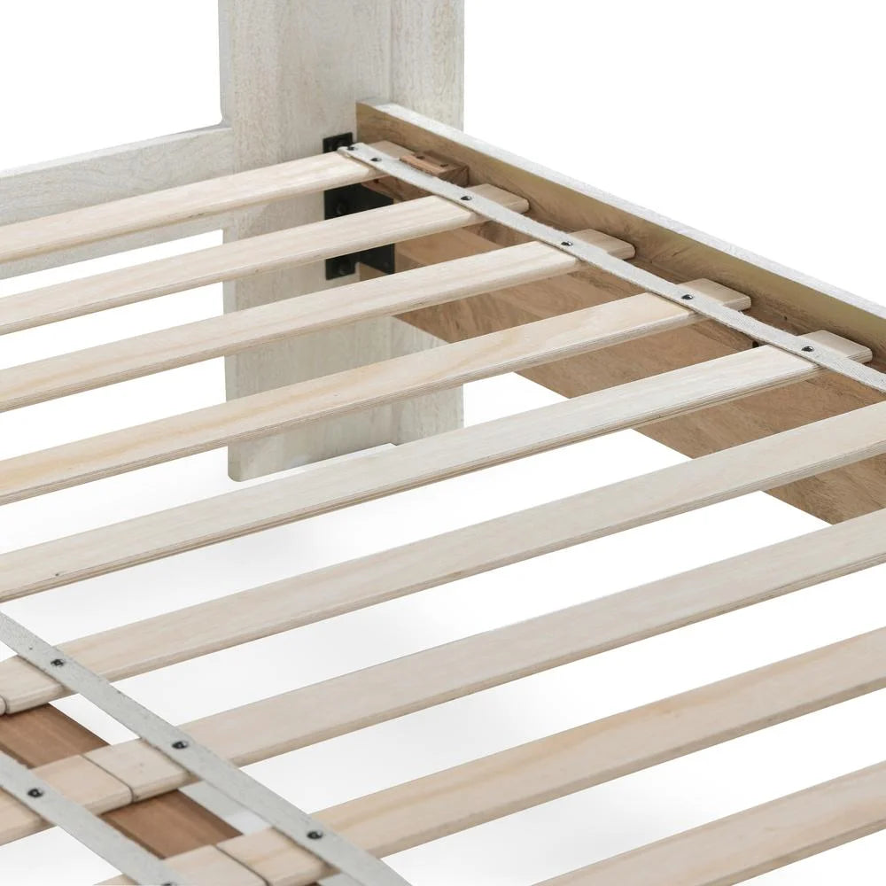 Mango Wood Queen Bed in White T524506