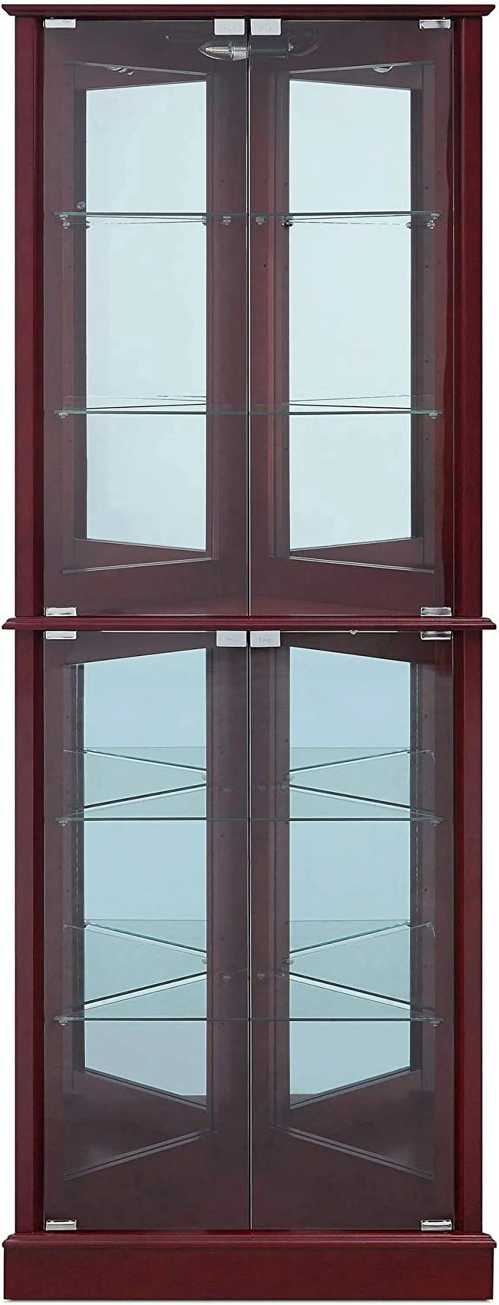Lighted Corner Curio Cabinet with Tempered Glass Door and 6 Shelves S176