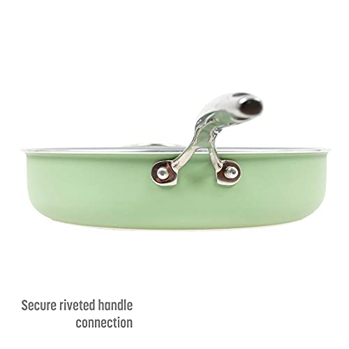 Ceramic Nonstick Deep Saute Pan with Lid, 4-Quart, Green Z851549