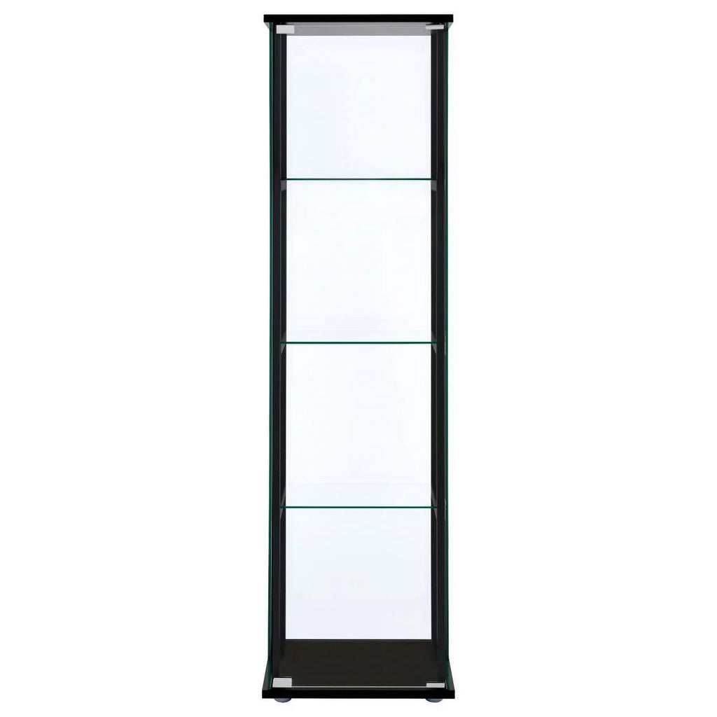 Black Wood And Glass 4 Shelf Curio Display Cabinet F589449