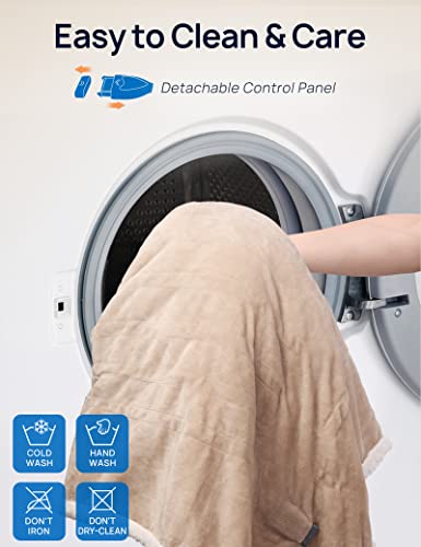 Wearable Heated Throw Blanket with Pockets, 6 Heat Levels, 50 x 60 Inch, Light Grey I581696