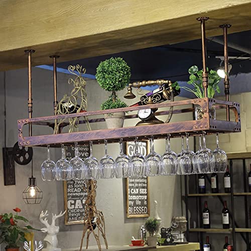 Wall-Mounted Wine Glass Rack, Industrial Vintage Metal, Bronze, 80x35cm V8217