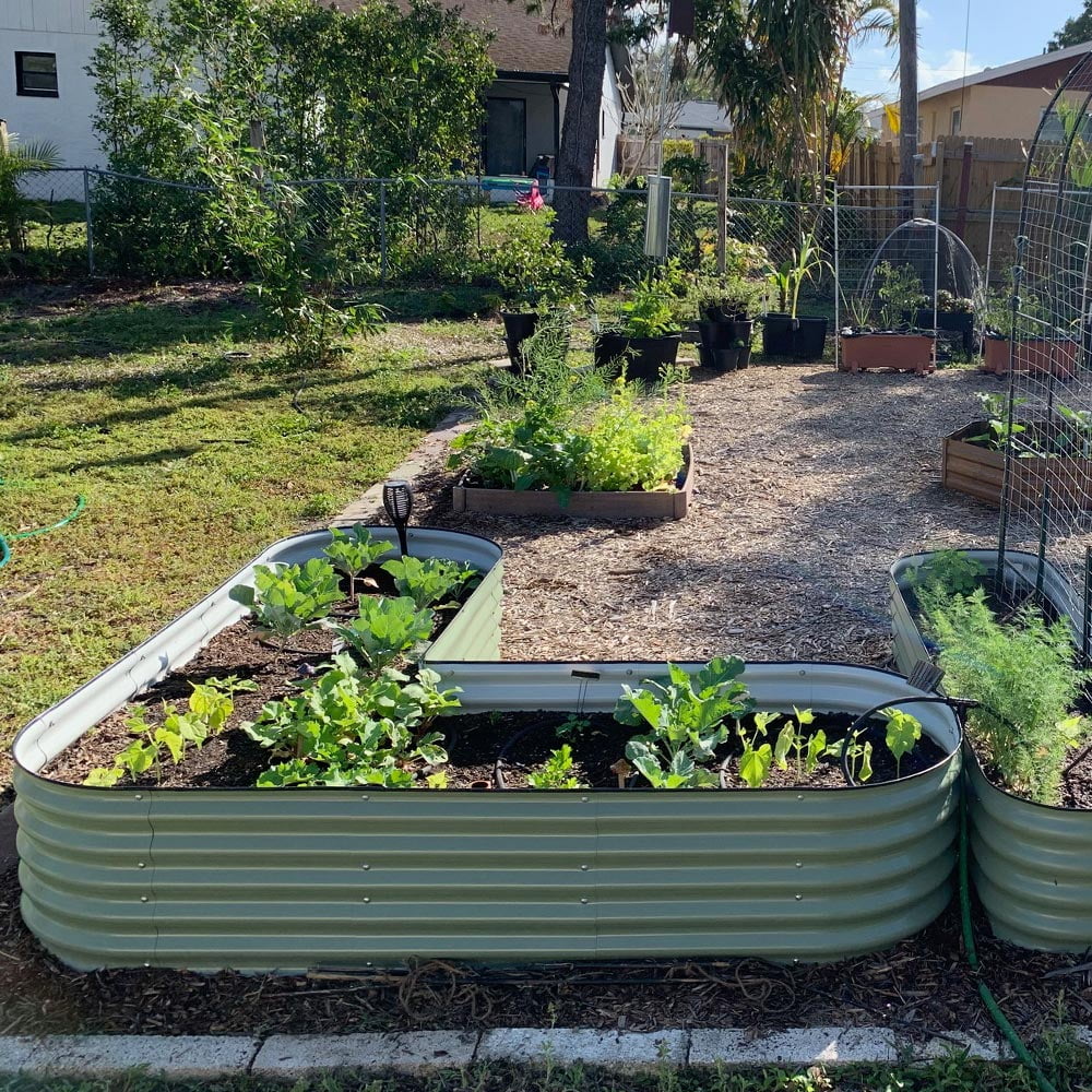 L-Shaped Modular Metal Raised Garden Beds, 17" Tall, Large Size B7657