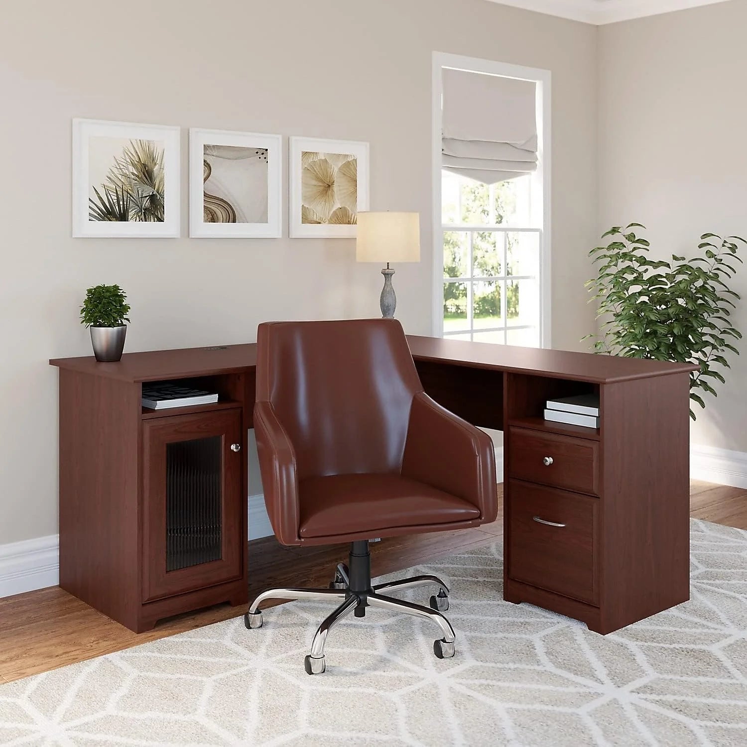 L Shaped Computer Desk with Drawers for Home Office Z486