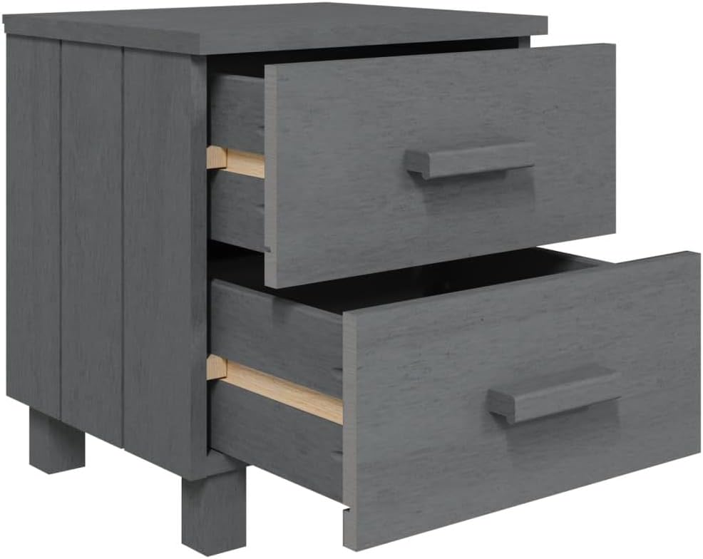 Solid Wood Bedside Cabinets - Dark Gray, 2-Piece Set N538915